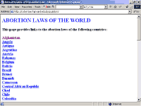 ABORTION LAWS OF THE WORLD 